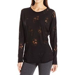 Terez Black Sugar Skull Burnout Top XS